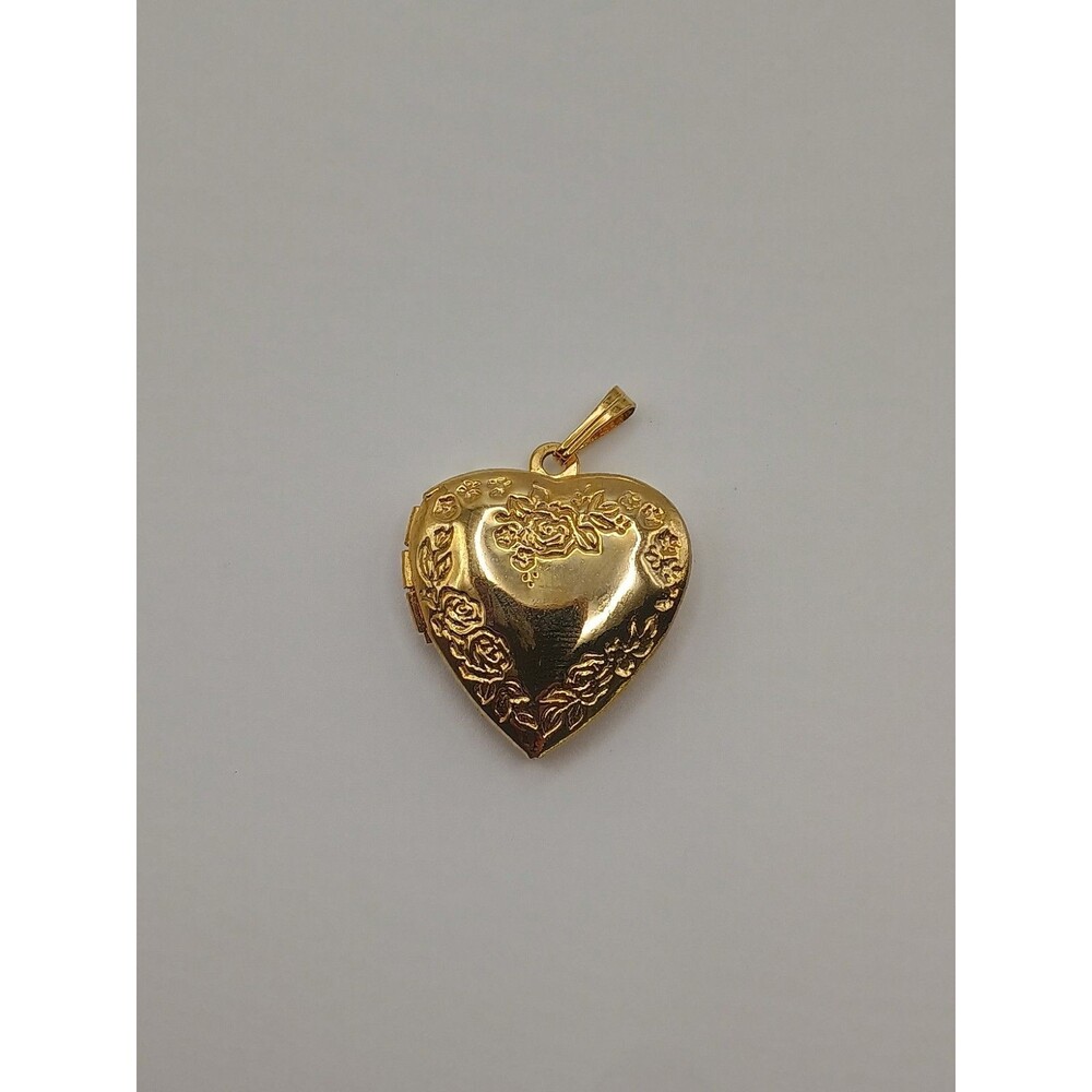 Simple Gold Plated Heart Locket With Rose Design